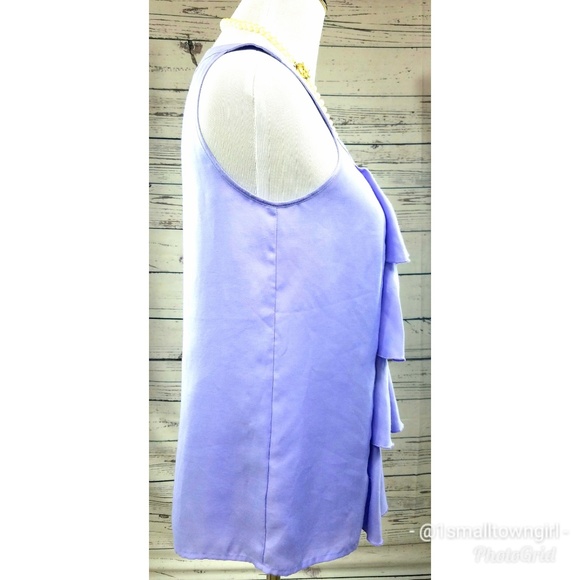 Loft lavender ruffle front bib u neck tank top S - Picture 2 of 6